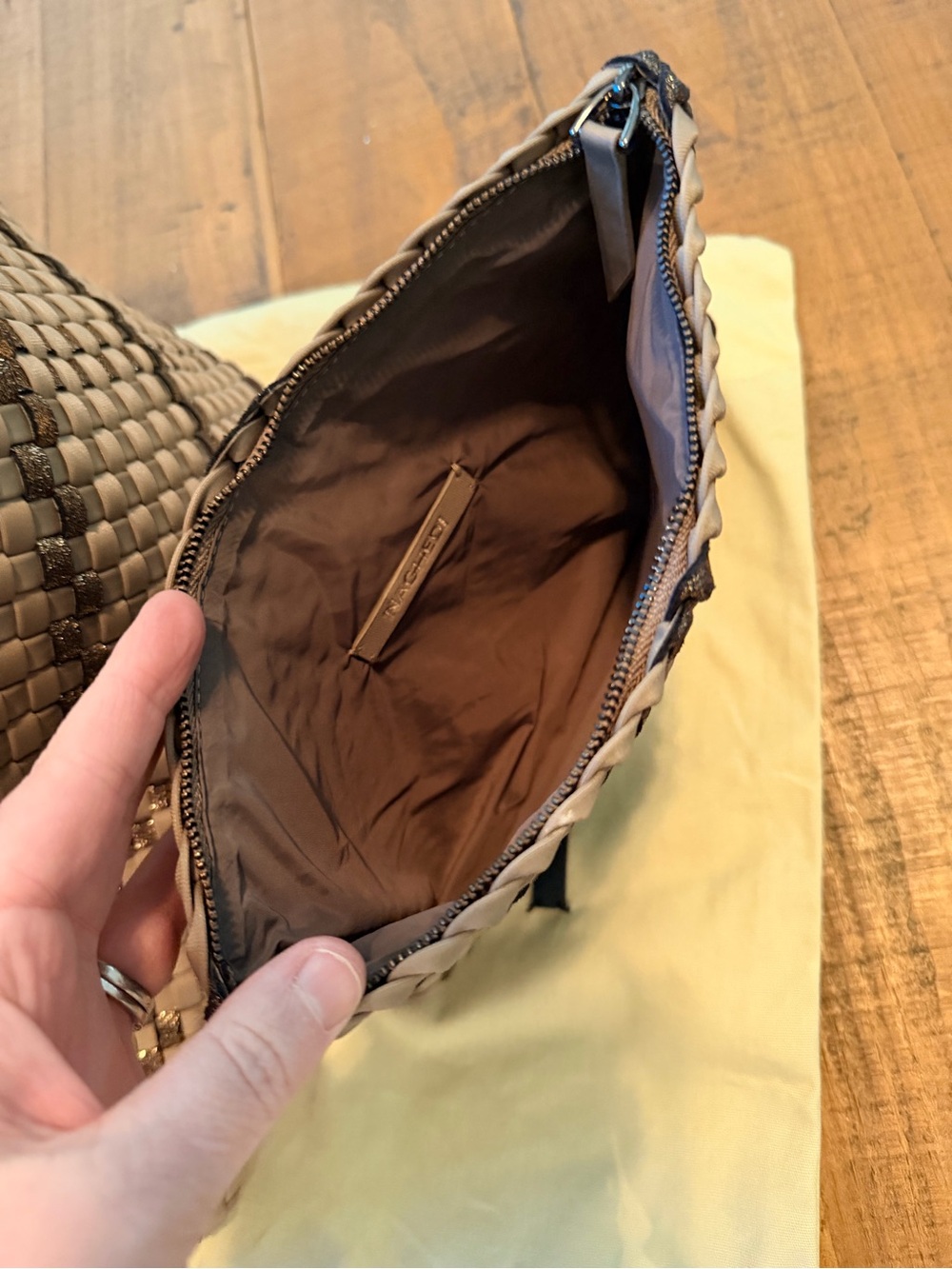 Naghedi St. Barths Woven Tote in Cashmere and Bronze Metallic, Medium - Picture 8 of 14